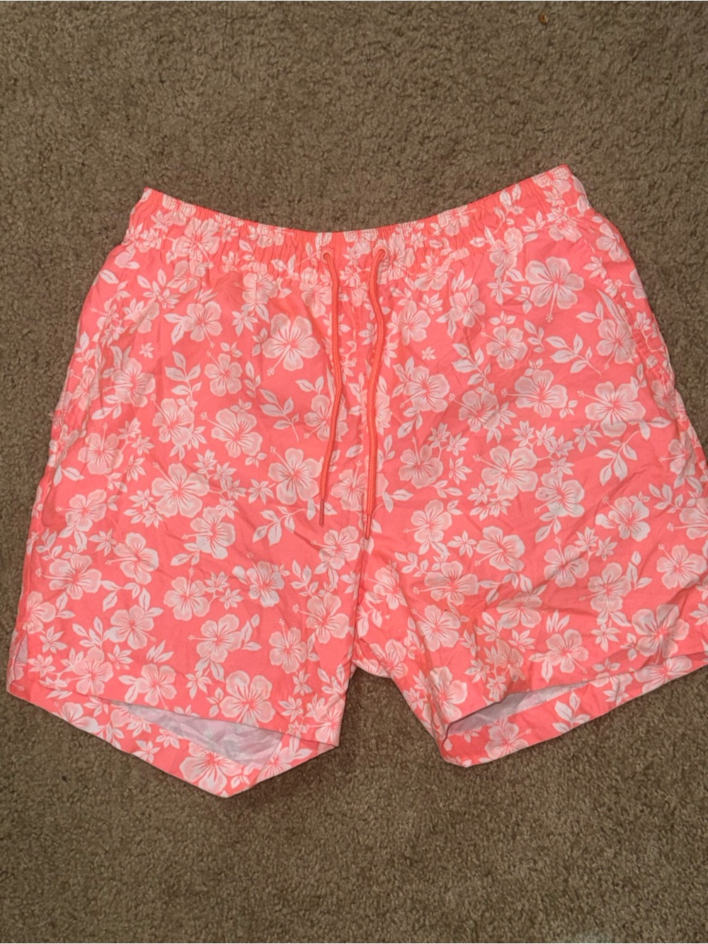 George Men’s Coral Floral Swim Trunks Shorts Size M 32–34